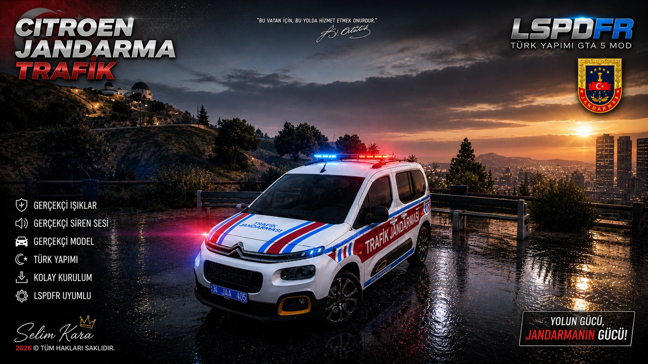 Citroen Jandarma Trafik Aracı (GTA 5 LSPDFR Türk Polis Modu)